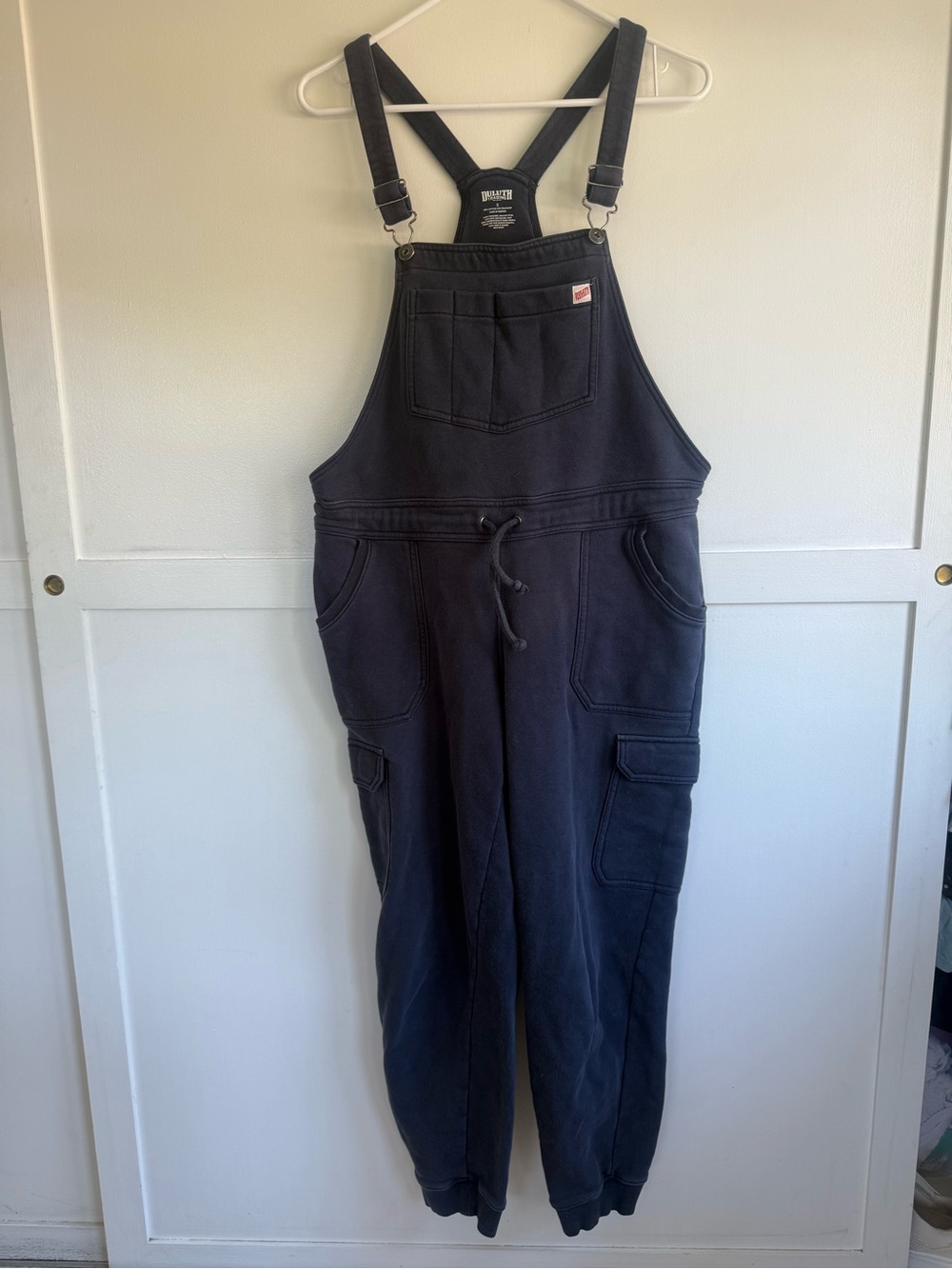 Duluth Trading Souped Up Sweat Jogger Cotton Overalls Black Sz Small Drawstring - Picture 3 of 10